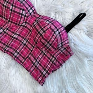 Say What pink plaid‎ bustier top